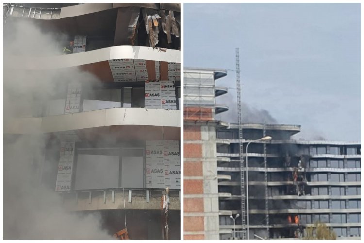 Incendiu la un bloc din Mamaia Nord. Focul a pornit de la un lift exterior al clădirii