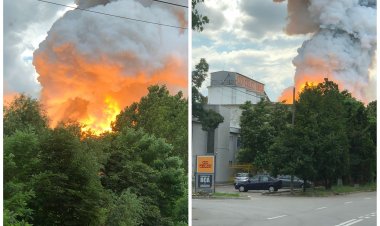 FOTO - Incendiu puternic la o fabrică de BCA din Constanța. Nu sunt victime