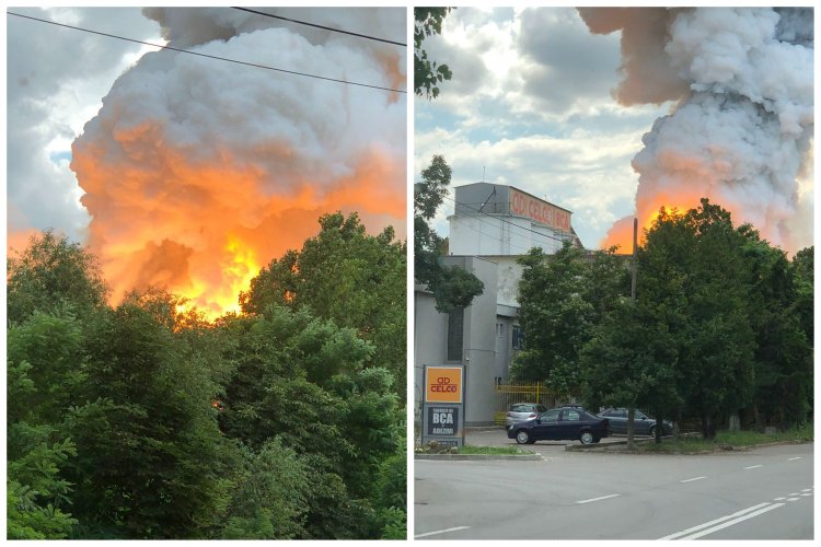 FOTO - Incendiu puternic la o fabrică de BCA din Constanța. Nu sunt victime