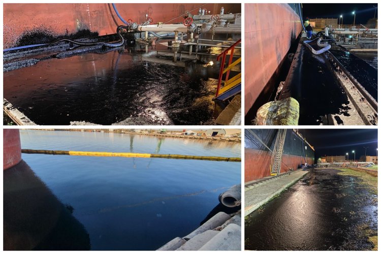Poluare cu păcură în Portul Midia Năvodari. O tonă de combustibil a ajuns în apă