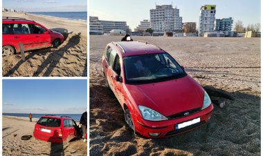 Şofer amendat cu 10.000 de lei după ce a intrat cu autoturismul pe plajă