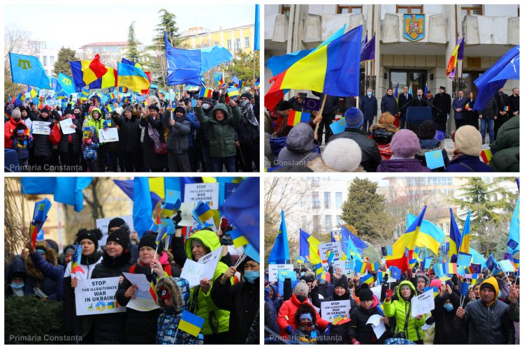 Moment de solidaritate cu Ucraina, la Constanța. Chițac: Suntem alături de Ucraina! Suntem solidari cu Ucraina!
