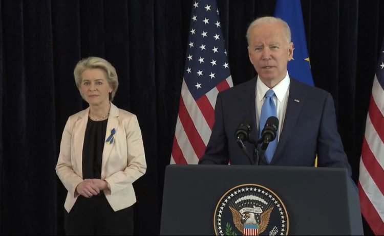 Biden: SUA și UE vor lucra împreună pentru a reduce dependența de gazul rusesc. SUA va trimite mai mult gaz în Europa.