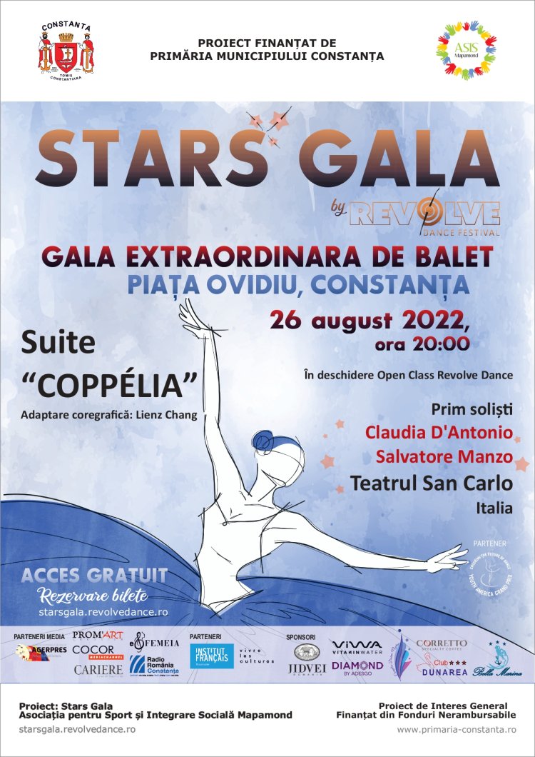 Gala Extraordinară de balet STARS GALA, în premieră OPEN AIR în Piața Ovidiu