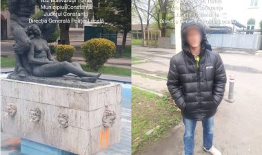 Persoană depistată de polițiștii locali în timp ce efectua desene tip graffiti