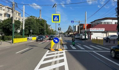 O nouă trecere de pietoni cu scuar a fost amenajată pe bulevardul Aurel Vlaicu