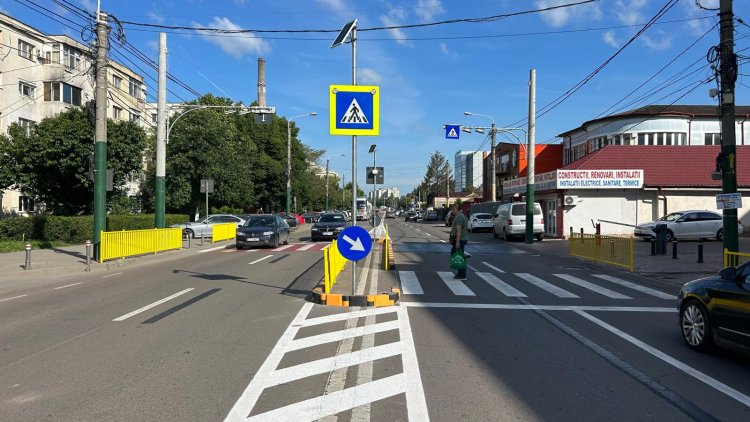 O nouă trecere de pietoni cu scuar a fost amenajată pe bulevardul Aurel Vlaicu
