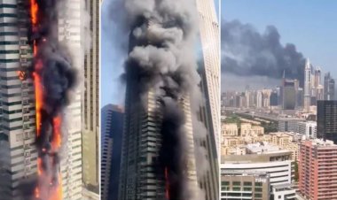 Incendiu puternic la un zgârie-nori din Dubai. Un bloc cu 67 de etaje a luat foc