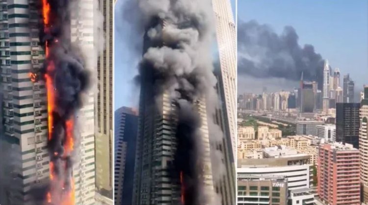 Incendiu puternic la un zgârie-nori din Dubai. Un bloc cu 67 de etaje a luat foc