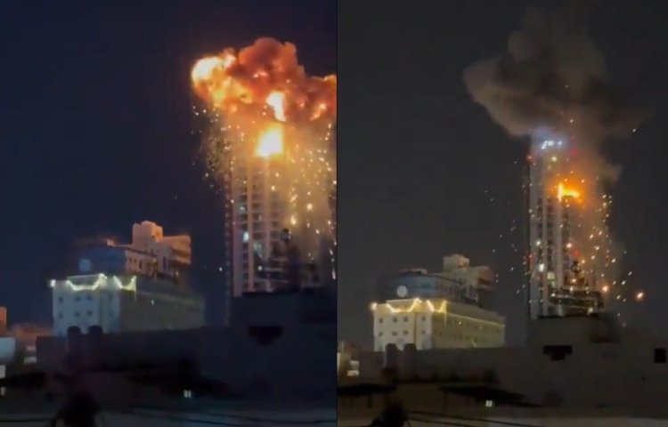 VIDEO O dronă iraniană a lovit un bloc turn din Bahrain