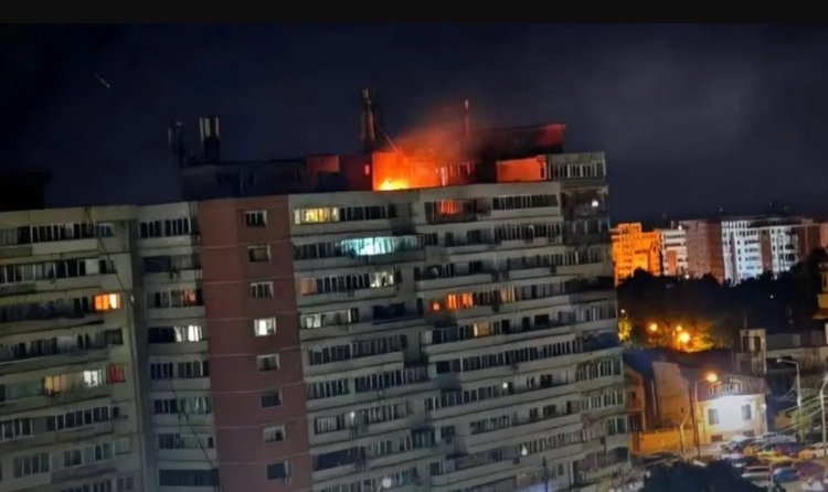 Dronă prăbușită pe un bloc la Galați