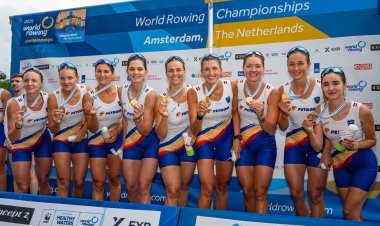 România, medaliată cu aur și la 8+1 mixt la Mondialele de Canotaj de la Amsterdam
